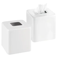 MDesign Metal Square Paper Facial Tissue Box Cover Holder - 2 Pack -Lunara Bath Store GUEST 781bc162 0d2e 43fd 821d 181a0b3820d6
