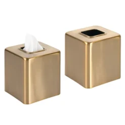 MDesign Metal Square Paper Facial Tissue Box Cover Holder - 2 Pack -Lunara Bath Store GUEST 787a0ce1 6159 42bc 884d 87a4f25785c3