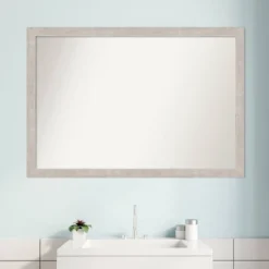 39" X 27" Non-Beveled Marred Wood Bathroom Wall Mirror Silver - Amanti Art -Lunara Bath Store GUEST 78bf3540 e3c3 4810 ab38 e5abeb8189b6