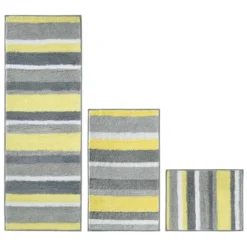 MDesign Striped Microfiber Bathroom Spa Mat Rugs/Runner, Set Of 3 -Lunara Bath Store GUEST 78dcb0e4 5634 4685 a1b8 e93e38ee267d