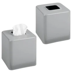 MDesign Metal Square Paper Facial Tissue Box Cover Holder - 2 Pack -Lunara Bath Store GUEST 79e1038b 9e0e 47bf a4ca 51999140aab5