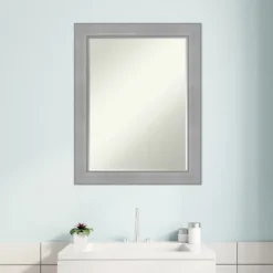 Amanti Art Vista Brushed Nickel Petite Bevel Bathroom Wall Mirror 28.25 X 22.25 In. -Lunara Bath Store GUEST 7ac538bd e3b8 4c71 9418 744812d84c61