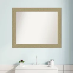 32" X 26" Non-Beveled Mosaic Bathroom Wall Mirror Gold - Amanti Art -Lunara Bath Store GUEST 7b9969d8 2d65 46e0 93dd 8c1d02977c3e