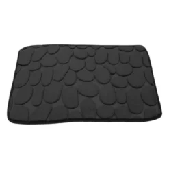 Unique Bargains Cobblestone Pattern Bathroom Rugs Polyester Bath Mat Machine Washable Black 23.62"x15.75" -Lunara Bath Store GUEST 7c4e41bb e4a2 4818 b4b6 8862fd9a29c3
