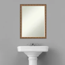 Amanti Art Antique Bronze Petite Bevel Wood Bathroom Wall Mirror 26 X 20 In. -Lunara Bath Store GUEST 7d8ad1b6 64c0 4713 ab85 5a6249a84a22