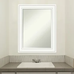 Amanti Art Craftsman White Petite Bevel Wood Bathroom Wall Mirror 29 X 23 In. -Lunara Bath Store GUEST 7de2b8fa 09bf 466c b5b0 0789cba4cddf