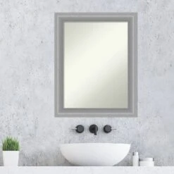 23" X 29" Non-Beveled Peak Polished Nickel Narrow Bathroom Wall Mirror - Amanti Art -Lunara Bath Store GUEST 7e621134 2f5b 4b02 9337 f0b02e34c7df