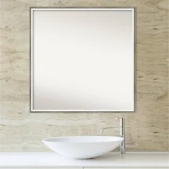 27" X 27" Non-Beveled Lucie Wood Bathroom Wall Mirror Silver - Amanti Art 13 27" X 27" Non-Beveled Lucie Wood Bathroom Wall Mirror Silver - Amanti Art -Lunara Bath Store GUEST 7fe025a1 2f2a 480b ae9a 4ef976ca9b87