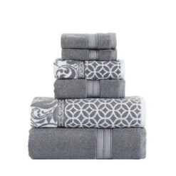 Modern Threads Reversible Yarn Dyed Jacquard Towel Set, Trefoil Filigree. -Lunara Bath Store GUEST 8250ff6d 8ddd 4d04 81c0 bea040478099