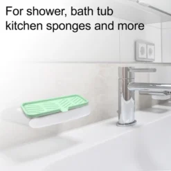 Unique Bargains Soap Dish Soap Cleaning Storage For Bathroom Kitchen Silicone 1Pcs