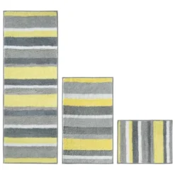 MDesign Striped Microfiber Bathroom Spa Mat Rugs/Runner, Set Of 3 -Lunara Bath Store GUEST 82abd19a 964d 406b 9cf0 6143f75c7d86