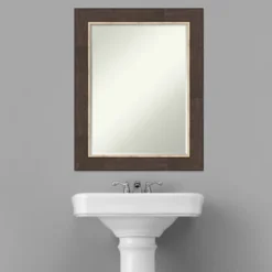 Amanti Art Lined Bronze Petite Bevel Bathroom Wall Mirror 29 X 23 In. -Lunara Bath Store GUEST 858280e8 5723 4ca4 a6c4 7cd3be3d0bef