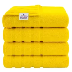 American Soft Linen 4 Pack Bath Towel Set, 100% Cotton, 27 Inch By 54 Inch Bath Towels For Bathroom -Lunara Bath Store GUEST 85ea7fe1 826a 4e2e af6c bc47bad83278