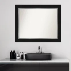 34" X 28" Non-Beveled Eva Bathroom Wall Mirror Black - Amanti Art -Lunara Bath Store GUEST 863fe1fb da45 4316 b751 c09cbc893215