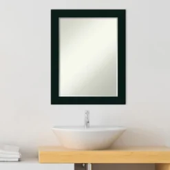 Amanti Art Tribeca Black Petite Bevel Wood Bathroom Wall Mirror 28 X 22 In. -Lunara Bath Store GUEST 8651e402 78d6 4483 878c bed4ac1ff568