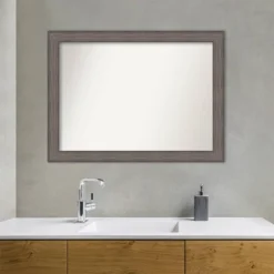 43" X 32" Non-Beveled Country Barn Wood Bathroom Wall Mirror Brown - Amanti Art -Lunara Bath Store GUEST 88c127d2 0169 4793 8806 8bbbc578deea