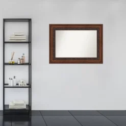 46" X 34" Non-Beveled Decorative Bathroom Wall Mirror Bronze - Amanti Art -Lunara Bath Store GUEST 8950b2ac 5537 4ea5 b13c 948191004575