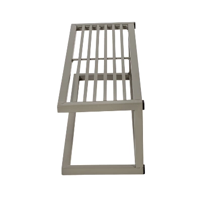 Honey-Can-Do Steel Bathroom Slatted Shelf With Towel Bar Gray 4 Honey-Can-Do Steel Bathroom Slatted Shelf With Towel Bar Gray - Image 2