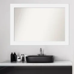 41" X 29" Non-Beveled Corvino Wood Bathroom Wall Mirror White - Amanti Art -Lunara Bath Store GUEST 8bfc4ac8 5bfc 43a1 89de 1eda666d6aa9