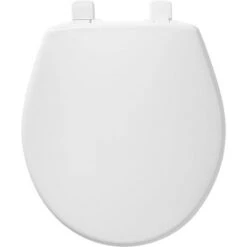 Caswell Never Loosens Round Antimicrobial Plastic Soft Close Toilet Seat White - Mayfair By Bemis