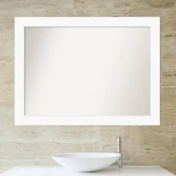 44" X 33" Non-Beveled Cabinet Bathroom Wall Mirror White - Amanti Art -Lunara Bath Store GUEST 9035098f 60a1 4e2c 809f 6b2de8a8bf5e