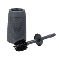 Round Premium Wicker Look Wastepaper Basket And Toilet Brush Set Gray - Mind Reader -Lunara Bath Store GUEST 903e8233 82bc 4e55 9a6e 3e856828cf64