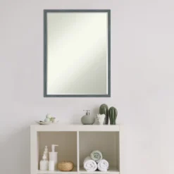 Amanti Art Dixie Blue Grey Rustic Narrow Petite Bevel Wood Bathroom Wall Mirror 25 X 19 In. -Lunara Bath Store GUEST 92af35fc c4a7 48a4 9134 ad044355a773