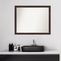 31" X 25" Non-Beveled Fresco Wood Bathroom Wall Mirror Dark Walnut Brown - Amanti Art 15 31" X 25" Non-Beveled Fresco Wood Bathroom Wall Mirror Dark Walnut Brown - Amanti Art -Lunara Bath Store GUEST 94d9e754 1d36 4c3f 82ca bd31dad29163