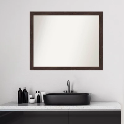 31" X 25" Non-Beveled Fresco Wood Bathroom Wall Mirror Dark Walnut Brown - Amanti Art 8 31" X 25" Non-Beveled Fresco Wood Bathroom Wall Mirror Dark Walnut Brown - Amanti Art - Image 6