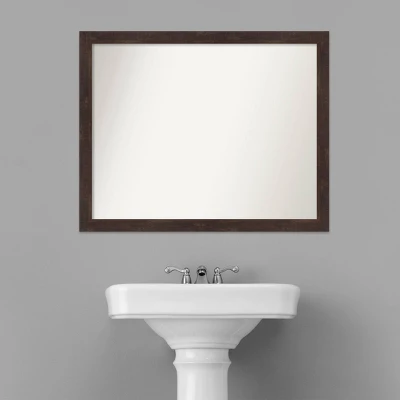 31" X 25" Non-Beveled Fresco Wood Bathroom Wall Mirror Dark Walnut Brown - Amanti Art 7 31" X 25" Non-Beveled Fresco Wood Bathroom Wall Mirror Dark Walnut Brown - Amanti Art - Image 5