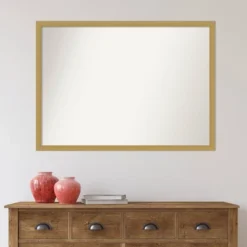 40" X 29" Non-Beveled Grace Narrow Bathroom Wall Mirror Brushed Gold - Amanti Art -Lunara Bath Store GUEST 9985897d 0acd 4e3e 8879 32e0cdf31959