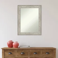23" X 29" Non-Beveled Crackled Bathroom Wall Mirror Metallic Silver - Amanti Art -Lunara Bath Store GUEST 9a643e20 410c 49af b286 f62fe81a4ed0