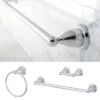 3pc Traditional Solid Brass Chrome Towel Bar Bath Accessory Set - Kingston Brass