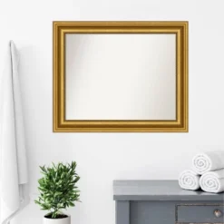 34" X 28" Non-Beveled Parlor Bathroom Wall Mirror Gold - Amanti Art -Lunara Bath Store GUEST a0108624 8b64 40ed 9f17 d2860024b948