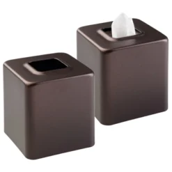 MDesign Metal Square Paper Facial Tissue Box Cover Holder - 2 Pack -Lunara Bath Store GUEST a1628105 710d 41bb b8bc 383d08e58ff0