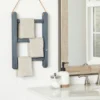 Farmlyn Creek 3-Tier Rustic-Style Hanging Towel Rack, Small Wooden Hanging Ladder Towel Racks For Bathroom With Rope, 10 X 23 In, Gray