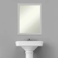 21" X 27" Non-Beveled Low Luster Wood Bathroom Wall Mirror Silver - Amanti Art -Lunara Bath Store GUEST a3e9d28f 613f 405c b6bd 69c2b1603ea8