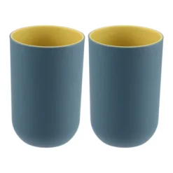 Unique Bargains 2Pcs Bathroom Tumblers Bathroom Toothbrush Cup Blue 4.33''x2.76'' 350ml -Lunara Bath Store GUEST a4f47b0a d55d 426b 8a0a 4632b35d48c3