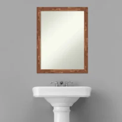 21" X 27" Non-Beveled Fresco Wood Bathroom Wall Mirror Light Pecan Brown - Amanti Art -Lunara Bath Store GUEST a6b9cad4 3282 4de2 86bd f91adba8f074