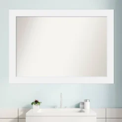 41" X 29" Non-Beveled Corvino Wood Bathroom Wall Mirror White - Amanti Art -Lunara Bath Store GUEST a9b4c641 809c 4b61 a257 fe9fda14b386