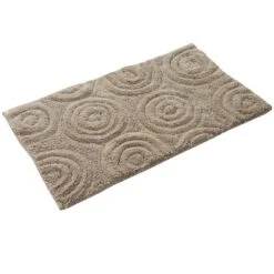 Knightsbridge Beautiful Circle Design Premium Quality Year Round Cotton With Non-Skid Back Bath Rug Stone -Lunara Bath Store GUEST ab3dc303 5006 4c14 9a94 04594e8e9e9c