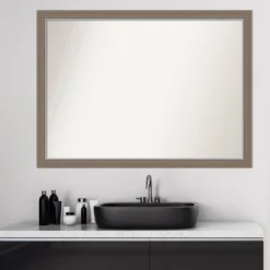 41" X 30" Non-Beveled Eva Narrow Bathroom Wall Mirror Brown - Amanti Art -Lunara Bath Store GUEST ab8eaaed 031d 4989 9ceb 4964a752290e