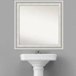 32" X 32" Non-Beveled Parlor White Bathroom Wall Mirror - Amanti Art -Lunara Bath Store GUEST ae019d05 f86a 4c28 8c2b 8d3a50abf779