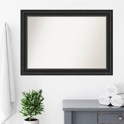 42" X 30" Non-Beveled Ridge Black Bathroom Wall Mirror - Amanti Art 10 42" X 30" Non-Beveled Ridge Black Bathroom Wall Mirror - Amanti Art - Image 8