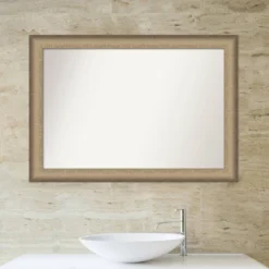 41" X 29" Non-Beveled Elegant Brushed Bathroom Wall Mirror Bronze - Amanti Art -Lunara Bath Store GUEST b0a17041 be88 4536 8b45 dc7920a62367