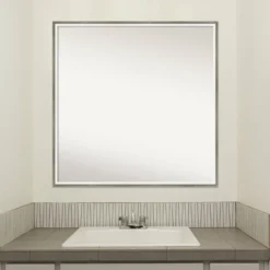 27" X 27" Non-Beveled Lucie Wood Bathroom Wall Mirror Silver - Amanti Art 17 27" X 27" Non-Beveled Lucie Wood Bathroom Wall Mirror Silver - Amanti Art -Lunara Bath Store GUEST b2219baa a389 4310 9469 ed16816ea8ab