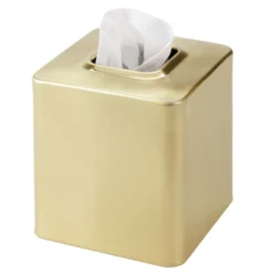MDesign Metal Square Facial Tissue Box Cover Holder, Light Gray -Lunara Bath Store GUEST b2530e75 b669 4b23 a8e8 5e0c706a7c63