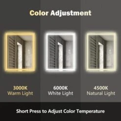 HOMLUX Dimmable Rectangular LED Bathroom Mirror Auto-off Anti-fogging And 3 Color With Smart Touch Control -Lunara Bath Store GUEST b2608463 f0e2 4c10 bd5a cd0eec0f1c51