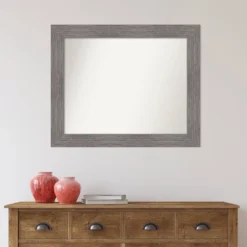 34" X 28" Non-Beveled Pinstripe Plank Gray Bathroom Wall Mirror - Amanti Art -Lunara Bath Store GUEST b3ece878 e728 4f63 a594 9b02fd7eb41c