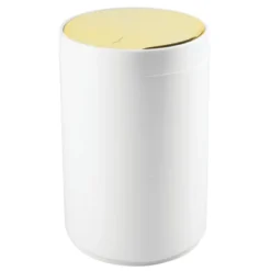 MDesign Plastic Small Round Trash Can Wastebasket, Swing Lid -Lunara Bath Store GUEST b59fe061 0f12 4c7c 9c73 dbf514510c65